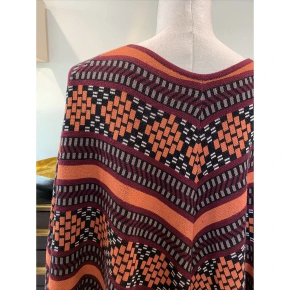 plenty by Tracy Reese Women’s M/L striped fringed folkloric poncho - Picture 6 of 9